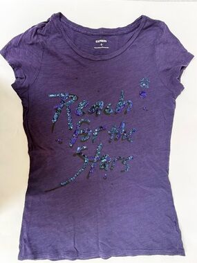 Express Purple Sequin Script Tee